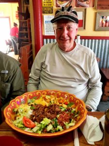 Jim Triplett with his Texas sized salad